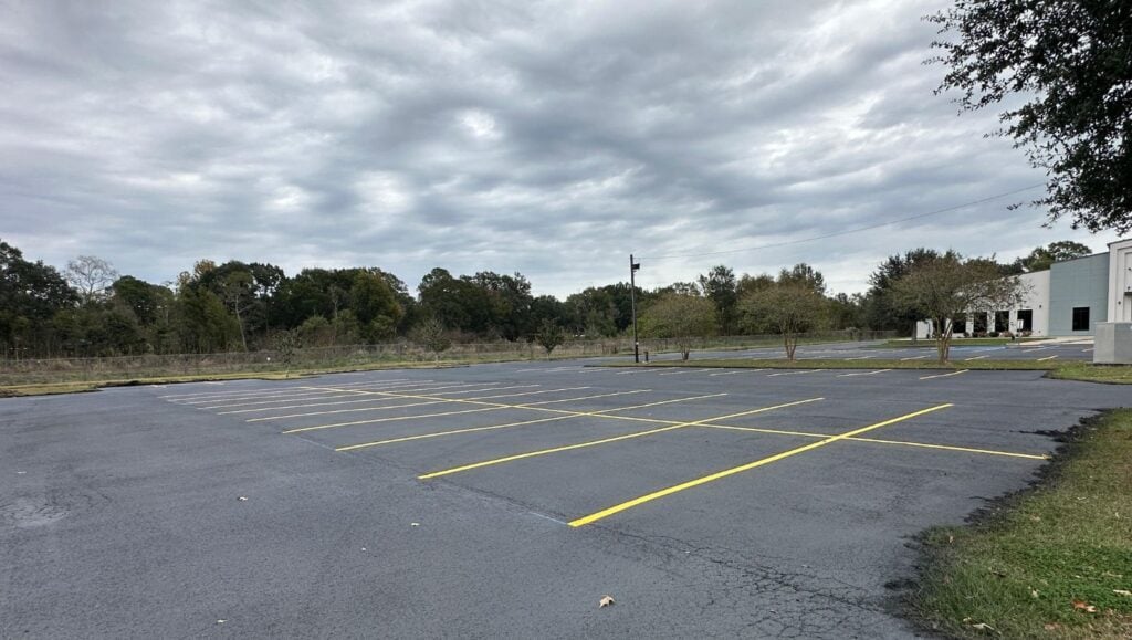 parking spots freshly painted for Vineyard Church