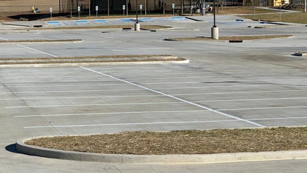 Dodson High School parking lot freshly painted