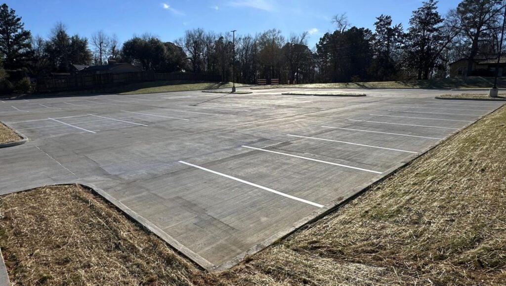 Dodson High School parking lot with freshly painted parking spots