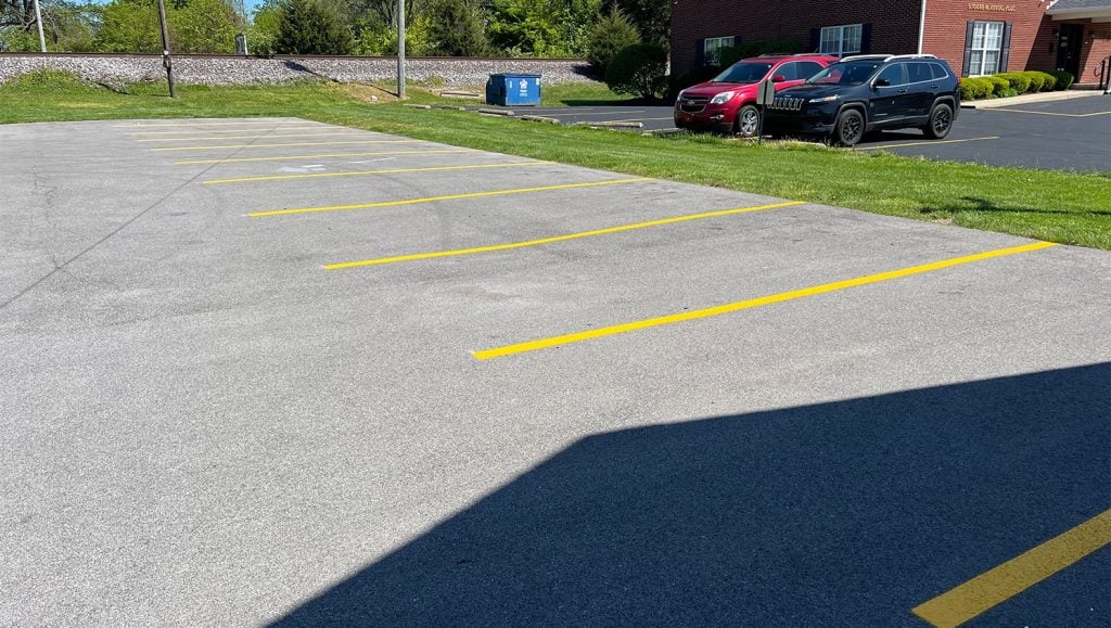 fresh painted parking lot lines