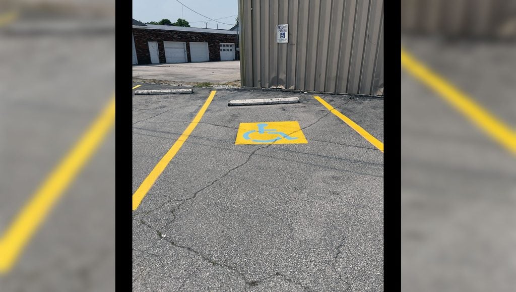 yellow ADA-compliant parking stall
