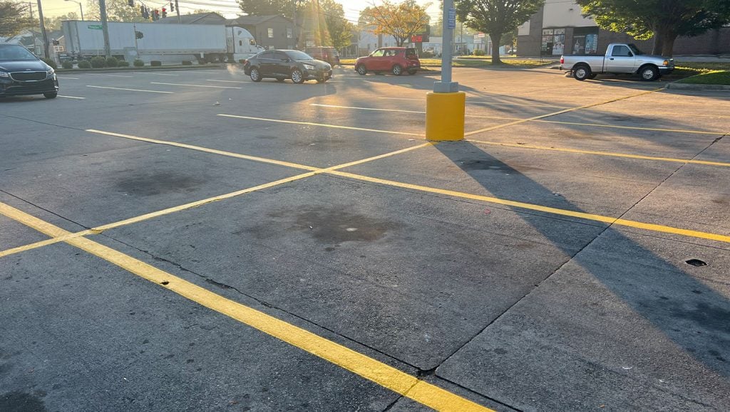 freshly painted ada compliance parking spots for Aldi parking lot