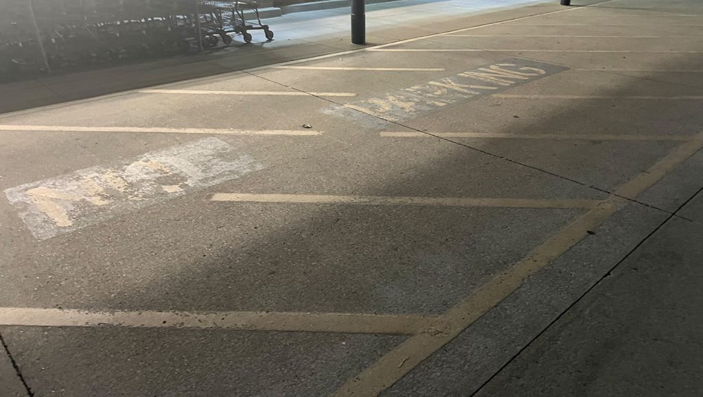 faded line striping for Aldi parking lot