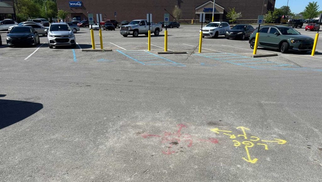 before view of ADA striping services in Louisville, KY