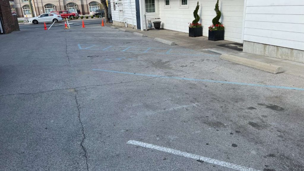 before view of line striping in louisville, ky