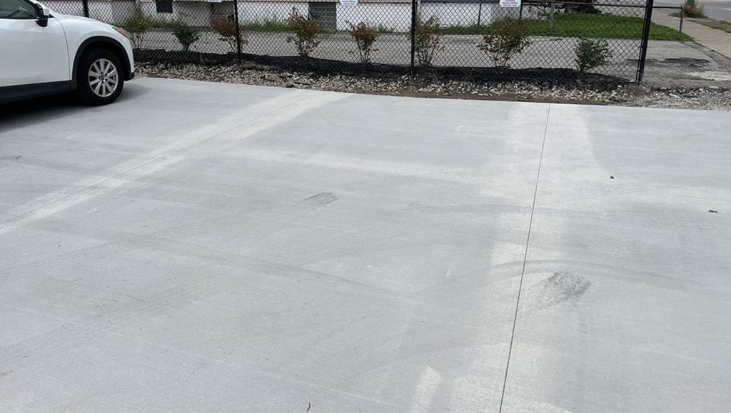before view of line striping project in Lousiville, KY