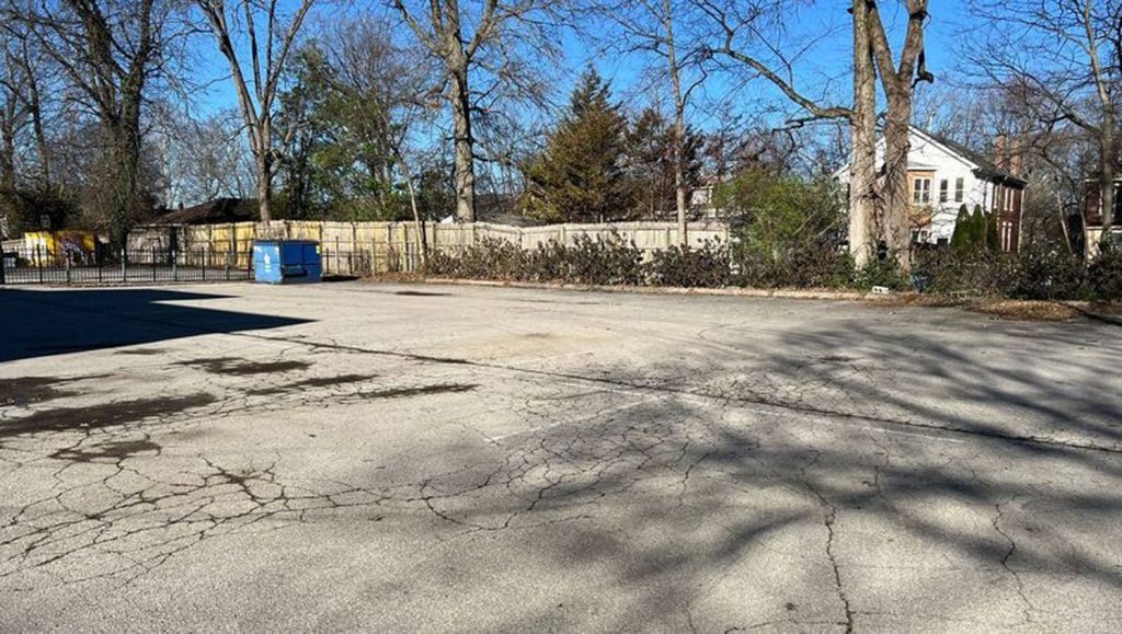 before view of parking lot striping in Lexington, KY
