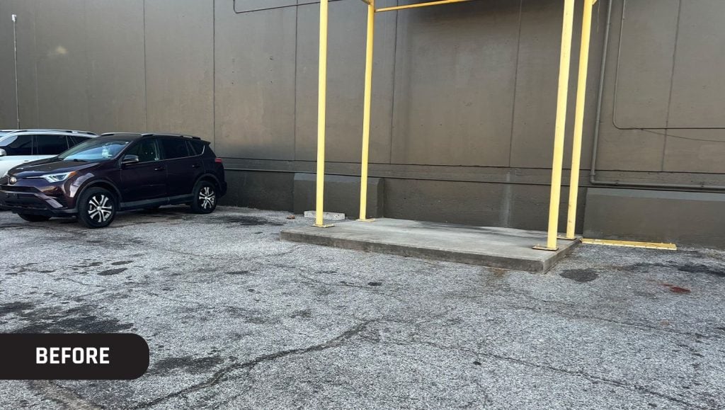 Cardinal Aluminum Company parking lot before new line striping