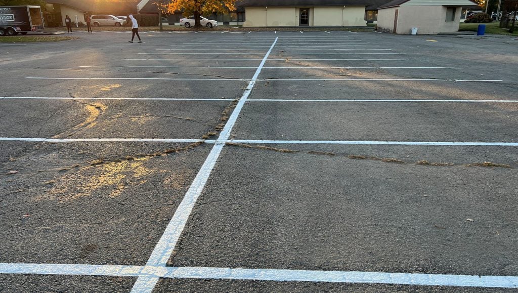 fire lane striping for Cable Missionary Baptist Church parking lot
