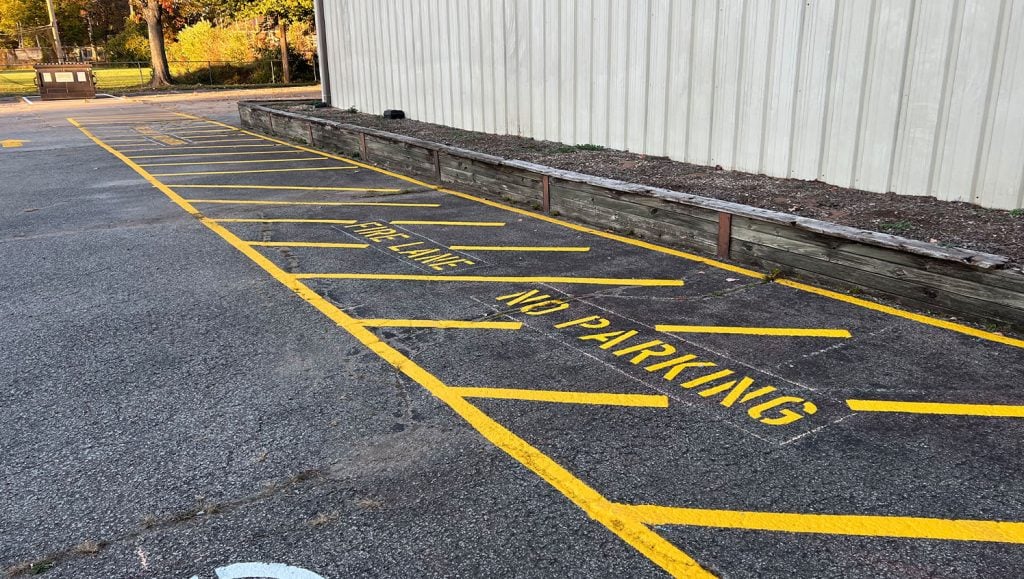 ada compliance parking spots freshly painted for Cable Missionary Baptist Church
