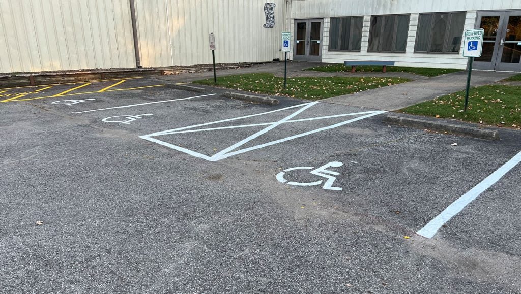 faded parking spots for Cable Missionary Baptist Church parking lot