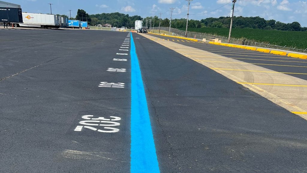 Freshly painted line markings for Amazon