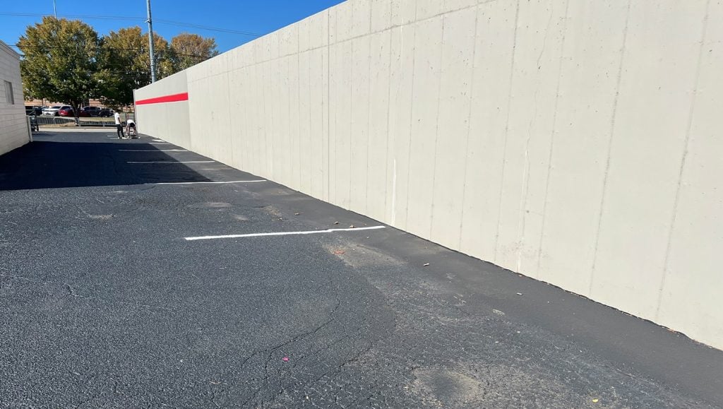 freshly painted line markings for Med Dyne