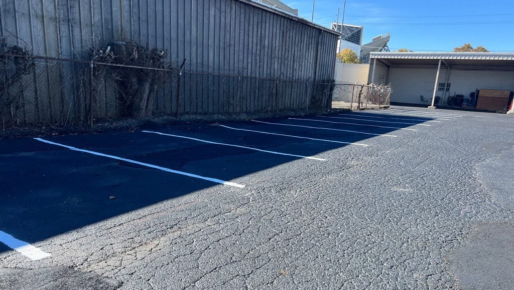freshly painted parking spots for Med Dyne parking lot