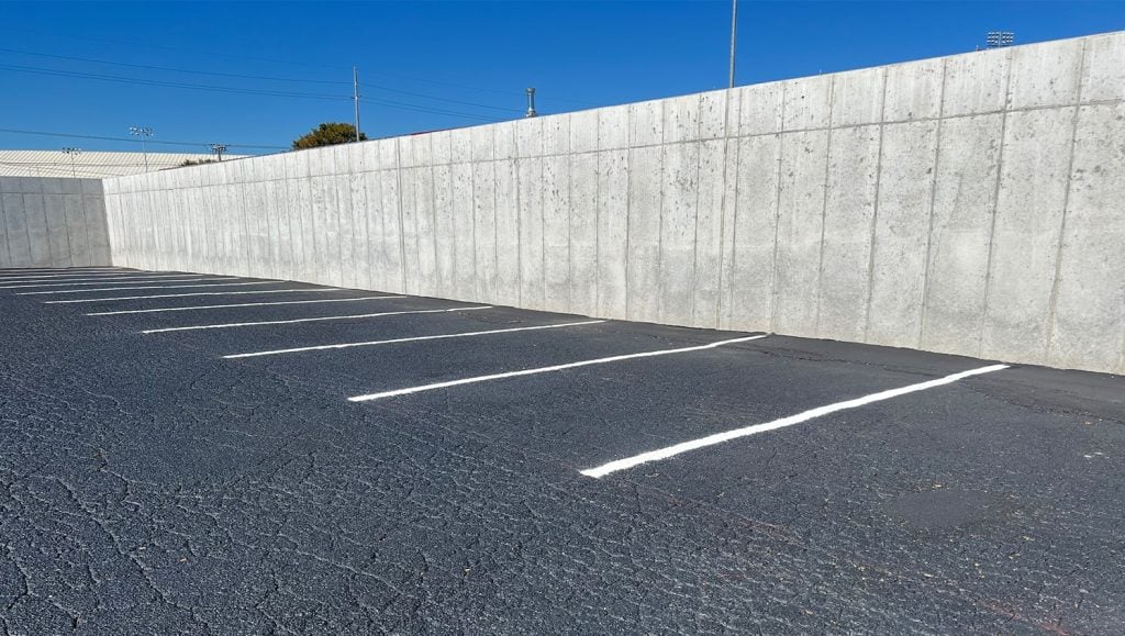Med Dyne parking lot before new pavement and line markings