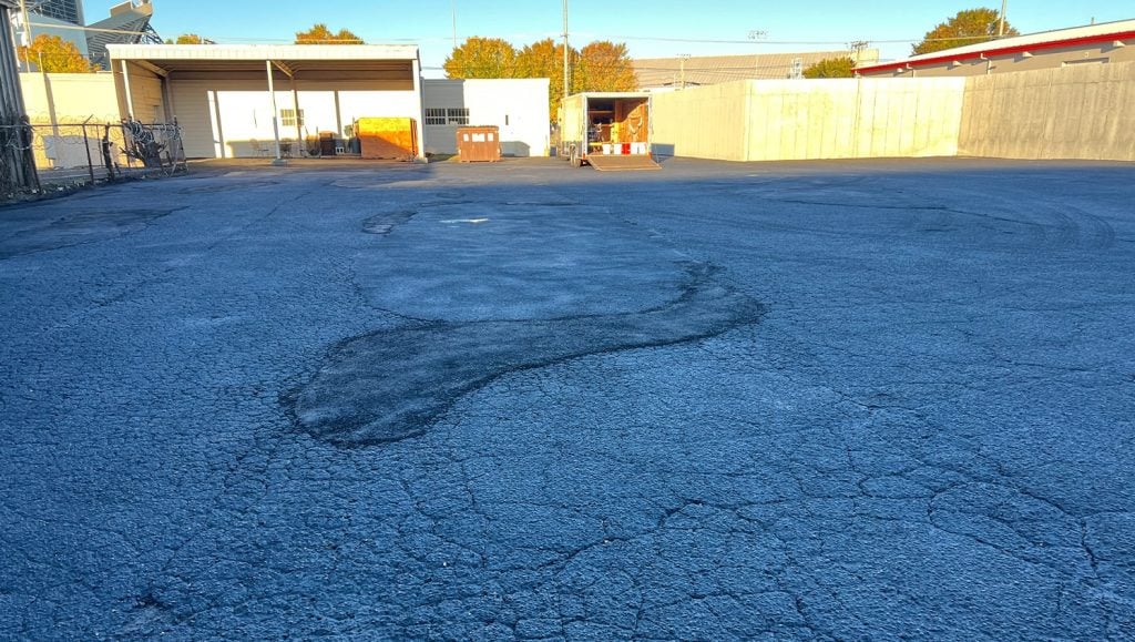 Med Dyne parking lot with no line markings