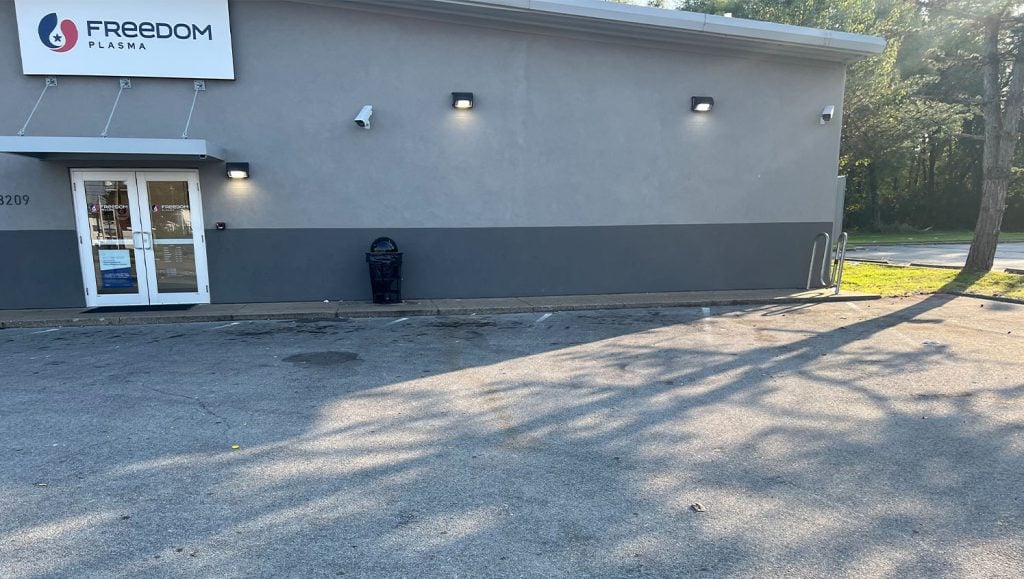 ada compliance parking spots freshly painted for Freedom Plasma parking lot