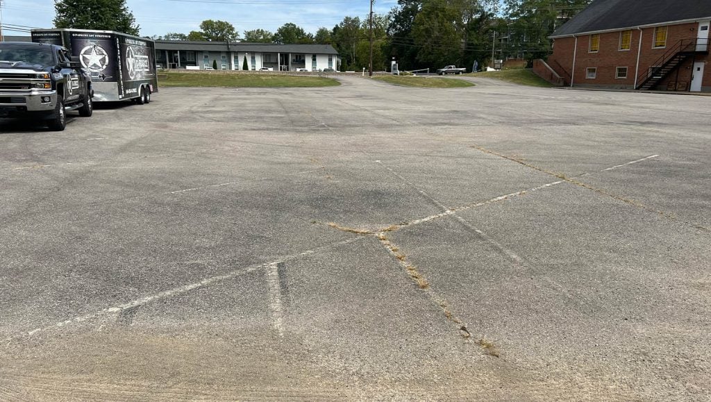 parking spots freshly painted for The Greater Faith Church of Deliverance parking lot