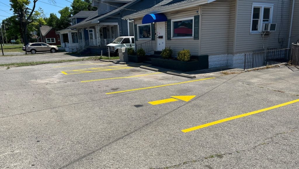 freshly painted lines for parking lot at Southside Christian Childcare