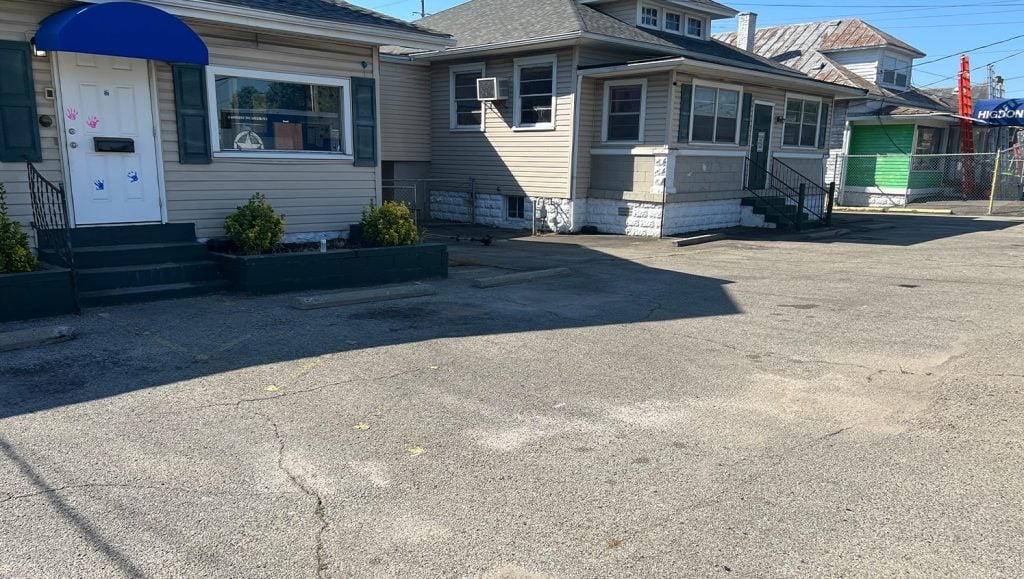 front view of Southside Christian Childcare parking lot before new line markings