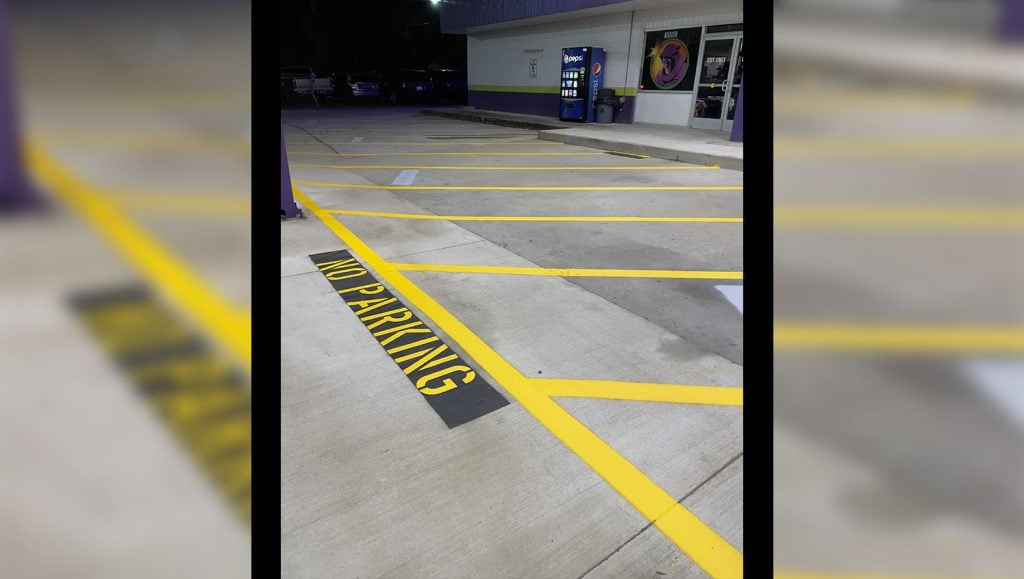old “no-parking” lettering