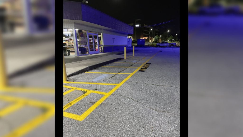 yellow “no parking” lines