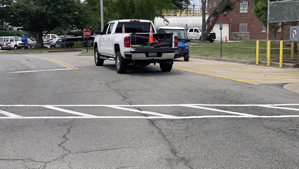 old crosswalk at medical center