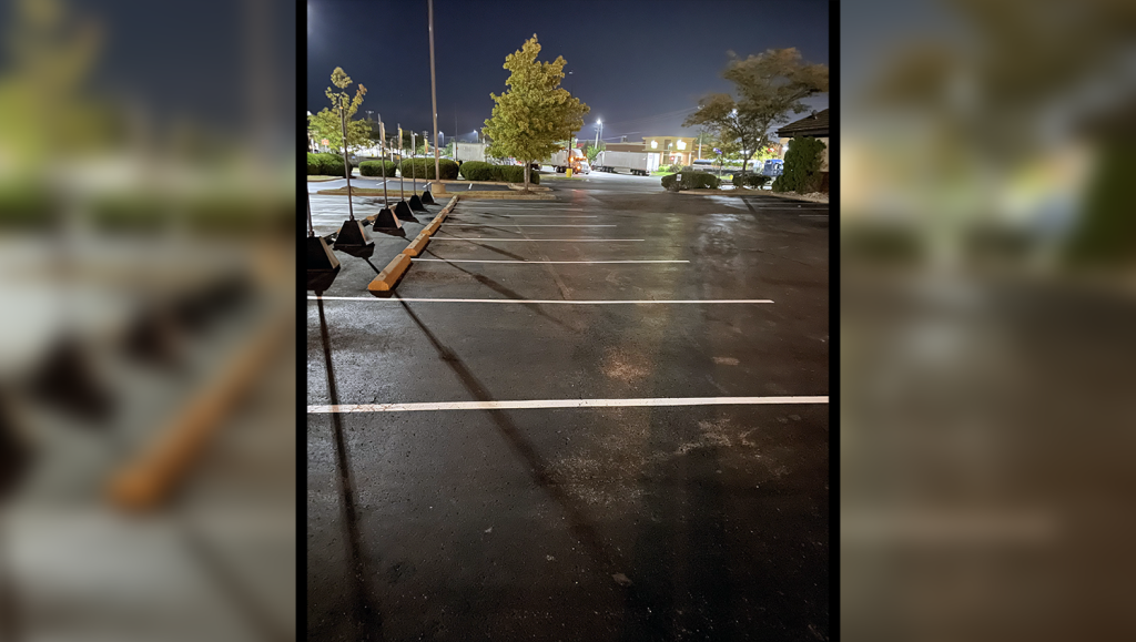 newly striped parking lot spaces for cheddars scratch kitchen