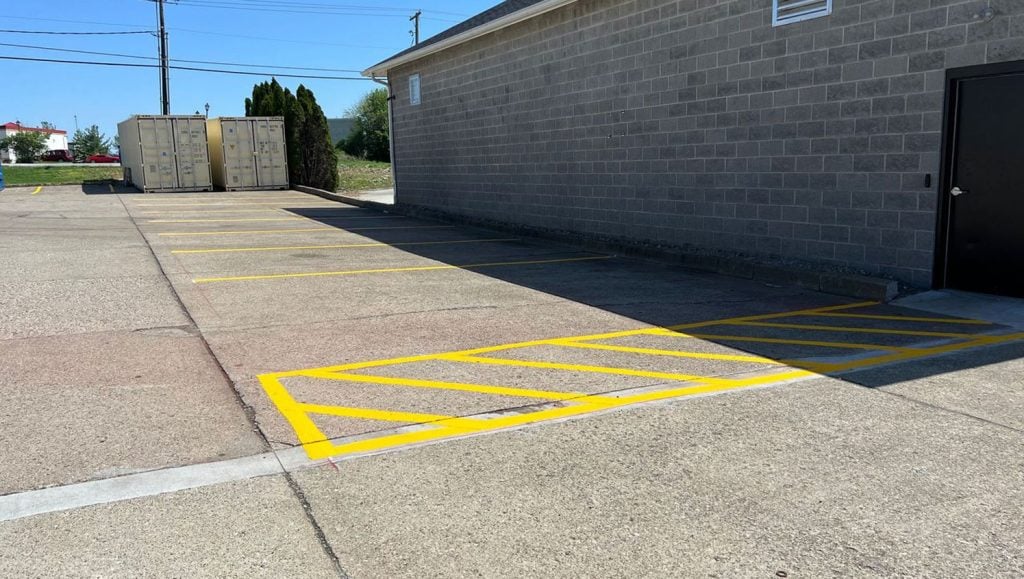 before view of parking lot painting in La Grange, KY