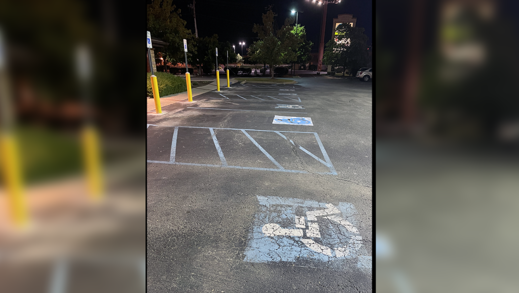 newly marked parking lot spaces for cheddars scratch kitchen