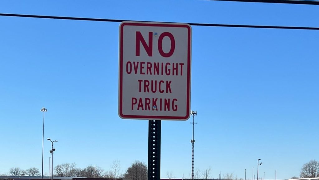 close-up of sign installed for Shipper’s Solutions parking lot