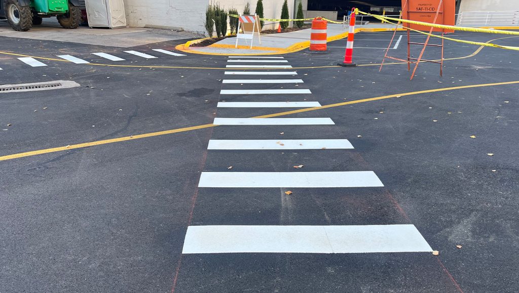 University of Kentucky Good Samaritan Hospital parking lot with freshly painted crosswalk front view