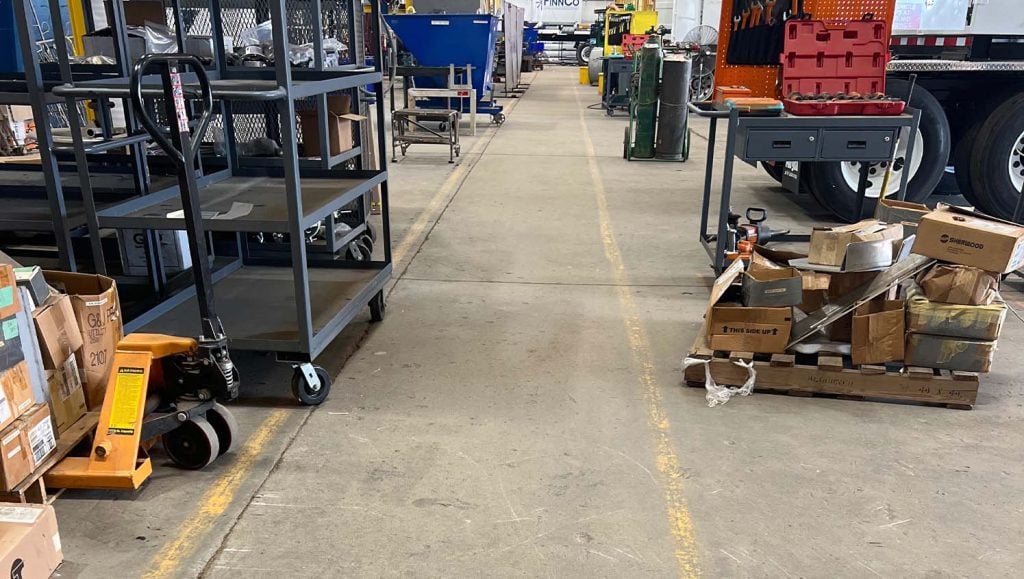 freshly painted line markings for FIBA Technologies, Inc. warehouse