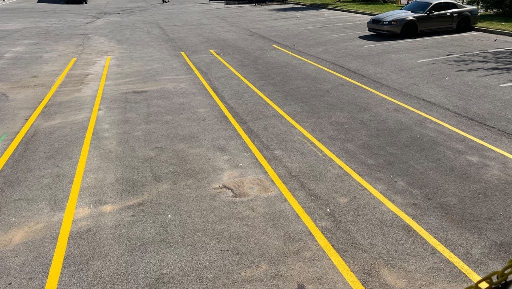 freshly painted markings on NEFCO parking lot