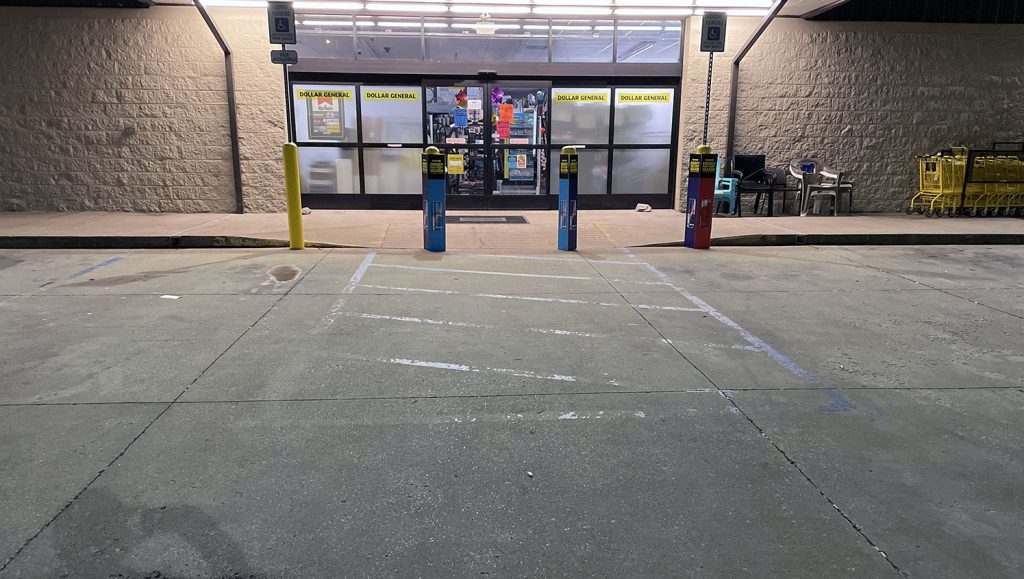 re-striped parking lot arrows