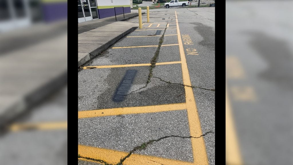 new line stripes in front of the store