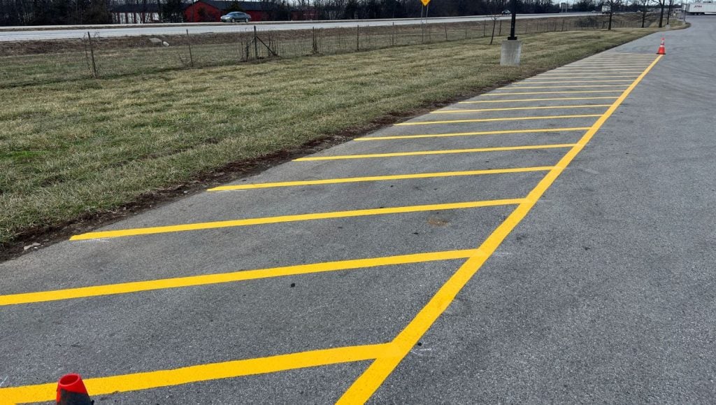 close-up line markings freshly painted