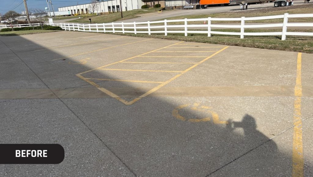 Kerr Workforce Solutions parking lot with faded lines