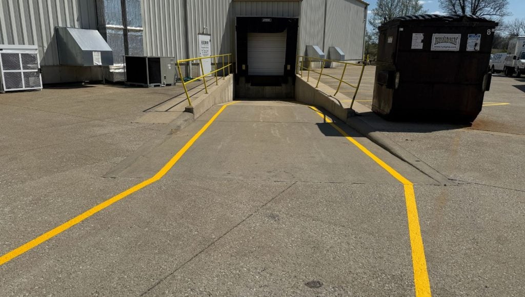 line markings freshly painted for Kerr Workforce Solutions parking lot