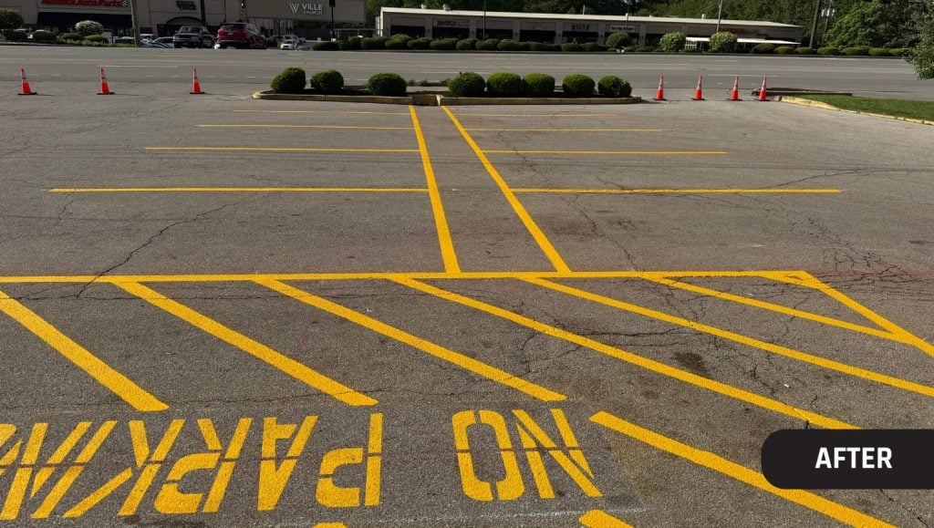 line markings for Big O Tires parking lot
