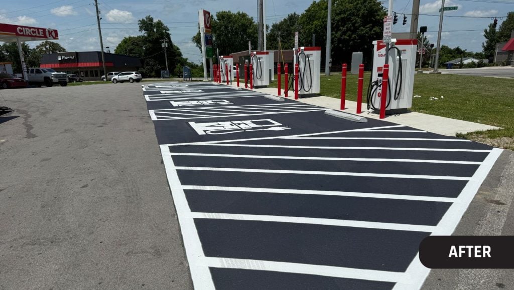 Circle K ev charging bay markings freshly painted