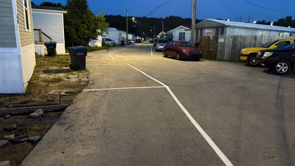Cardinal Mobile Home Park parking lot freshly painted