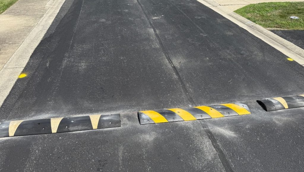 close-up of speed bump installed for Savannah Springs Subdivision development