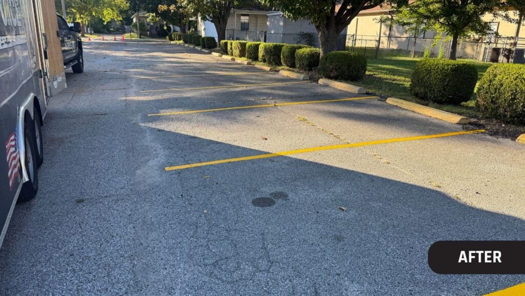 Midwest Church of Christ parking lot with freshly painted parking spots