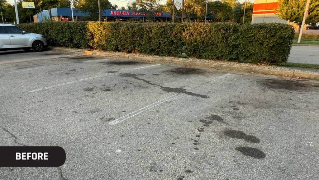 faded parking spots at Aldi before portrait