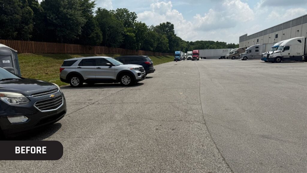 Sabert parking lot with no line striping