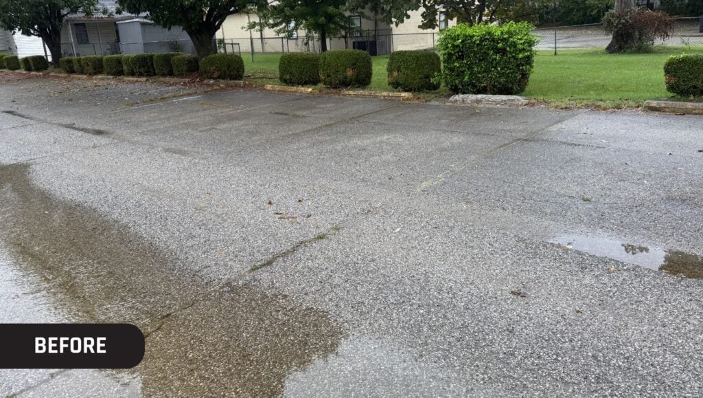 parking spot lines faded at Midwest Church of Christ before portrait