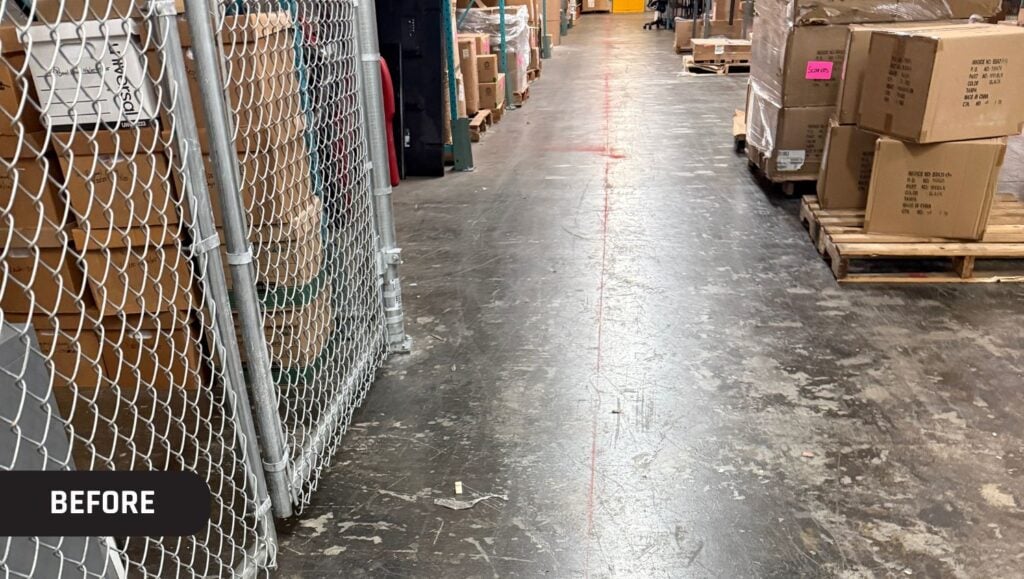 Kentucky Lottery warehouse with no line markings