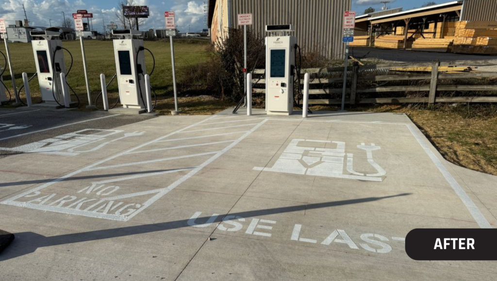 After EV Charging Bay Markings for Amteck Electrical Contractor in Glasgow, KY