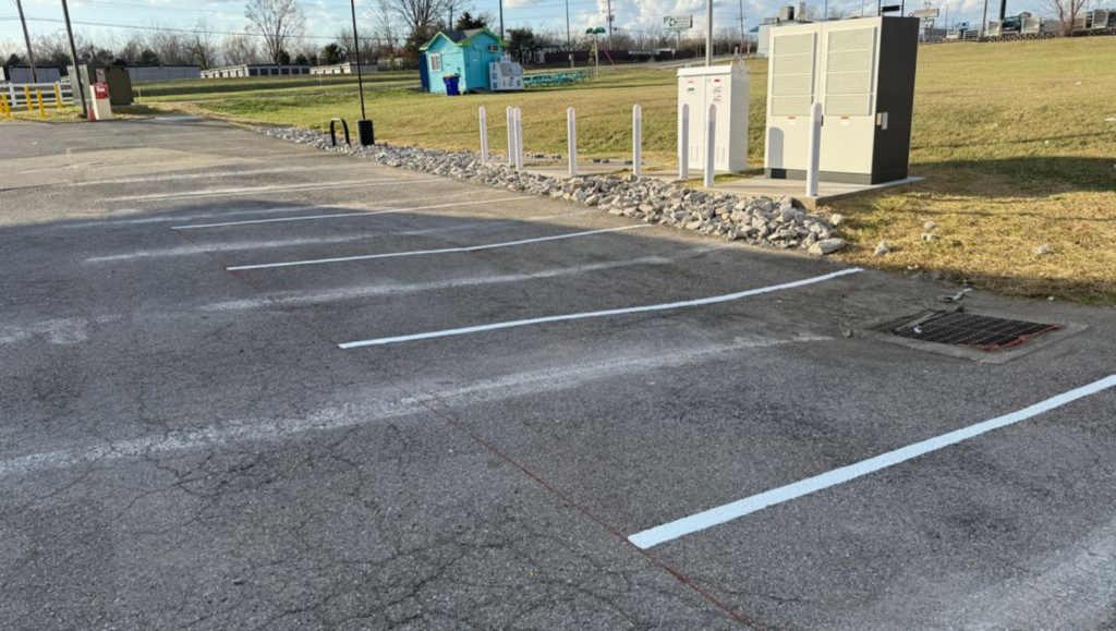 After Line Striping for Amteck Electrical Contractor in Glasgow, KY